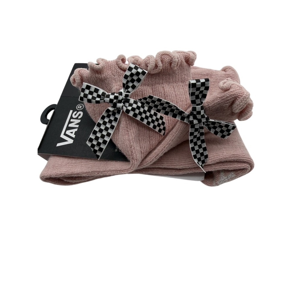 Vans Pink Ruffle Bow Back Crew Socks Large